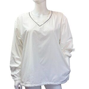 Cutter & Buck Ladies V-Neck Windbreaker Pullover Medium White Poly Lightweight